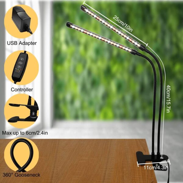 2-Head Clip On LED Grow Light - Image 6