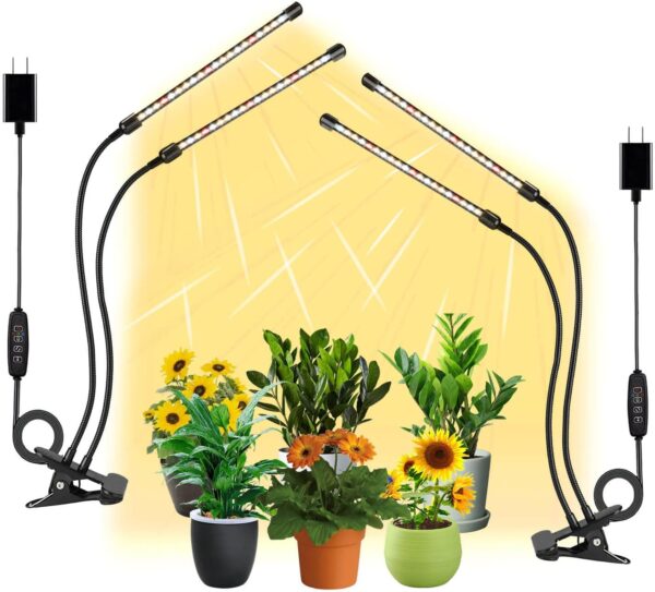 2-Pack 2-Head Clip On Grow Light