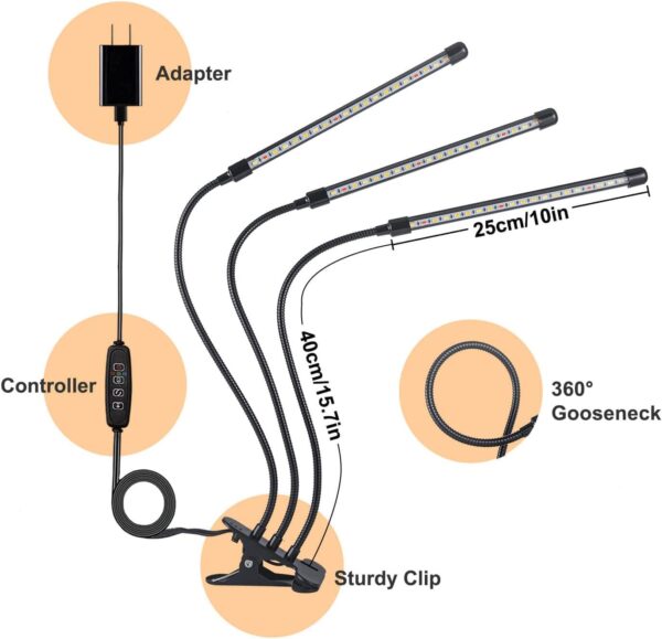 3-head ClipOn LED Grow Light - Image 2